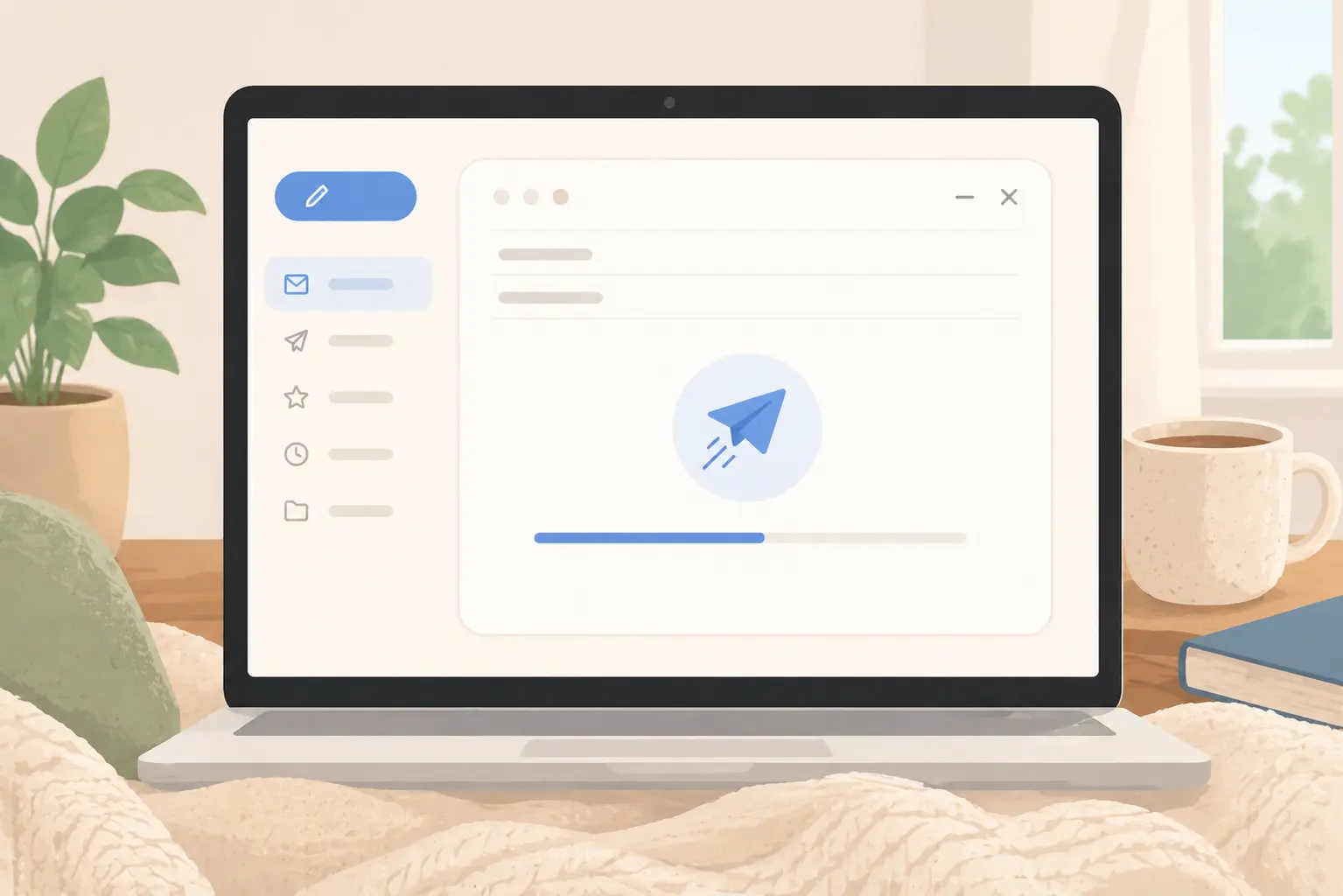 Sick day email message example on laptop and phone