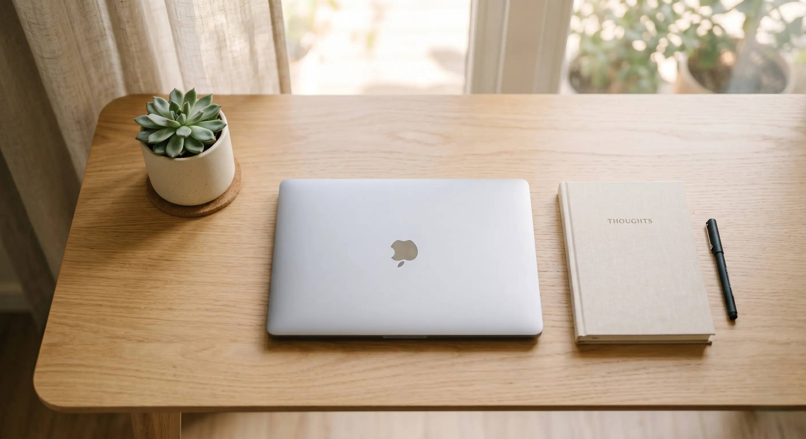Minimalist modern desk setup for professional work excuse generation